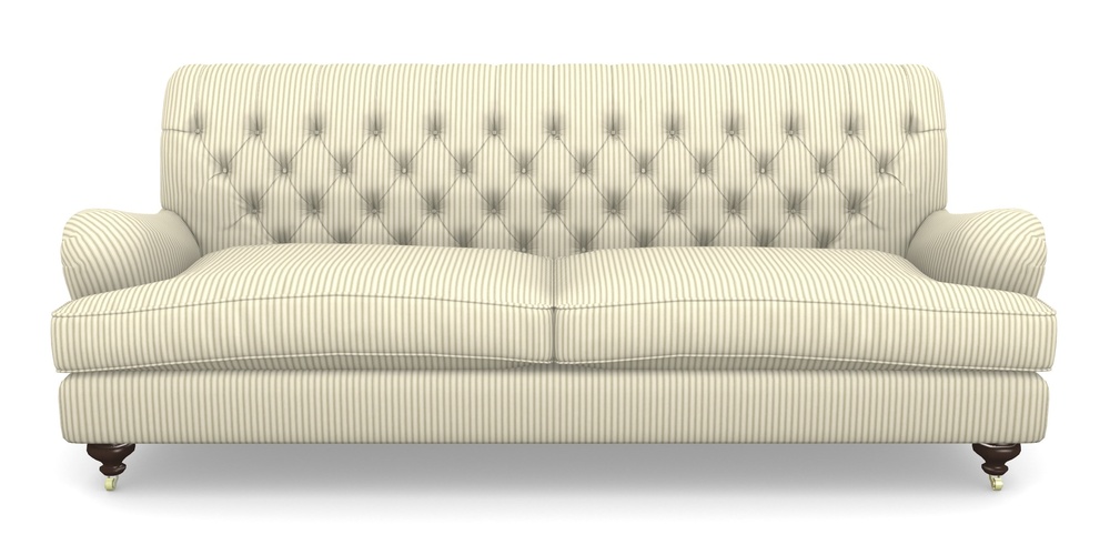 Product photograph of Chiddingfold 4 Seater Sofa In Cotton Stripe - Sage from Sofas and Stuff Limited