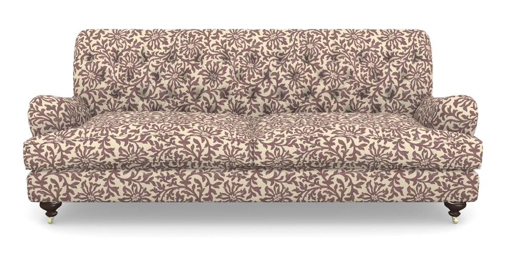 Product photograph of Chiddingfold 4 Seater Sofa In V A Brompton Collection - Floral Scroll - Cacao from Sofas and Stuff Limited