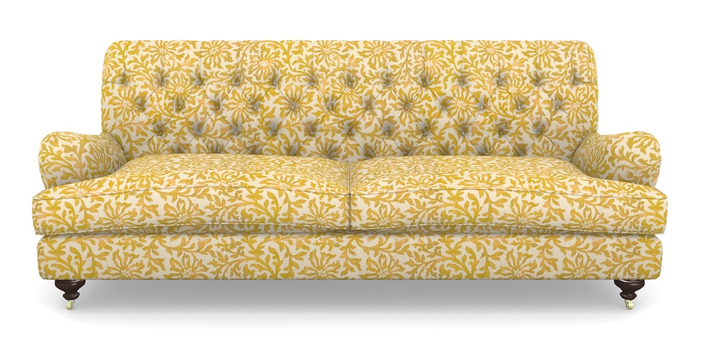 Product photograph of Chiddingfold 4 Seater Sofa In V A Brompton Collection - Floral Scroll - Corn from Sofas and Stuff Limited