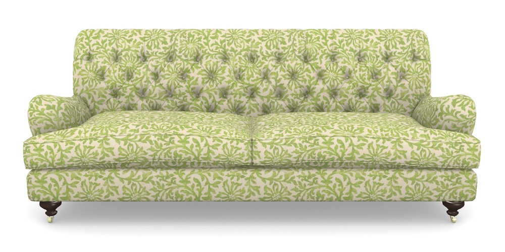 Product photograph of Chiddingfold 4 Seater Sofa In V A Brompton Collection - Floral Scroll - Lime from Sofas and Stuff Limited