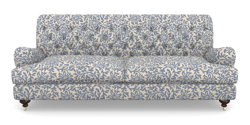 Product photograph of Chiddingfold 4 Seater Sofa In V A Brompton Collection - Floral Scroll - Morning Blue from Sofas and Stuff Limited