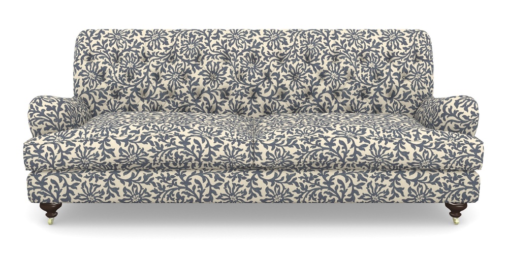 Product photograph of Chiddingfold 4 Seater Sofa In V A Brompton Collection - Floral Scroll - Midnight Blue from Sofas and Stuff Limited