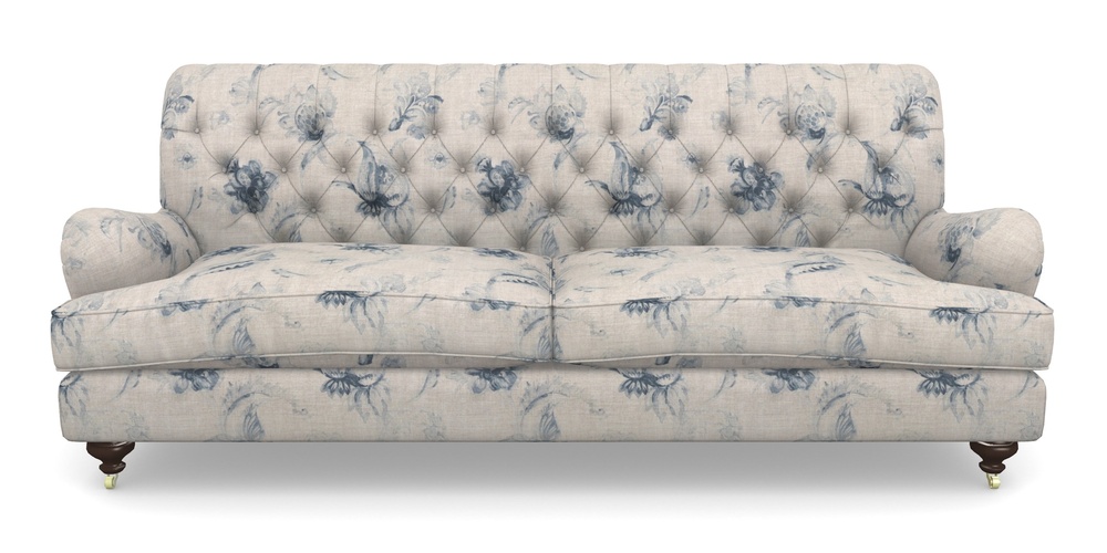 Product photograph of Chiddingfold 4 Seater Sofa In Floral Linen - Lela Mystery Indigo from Sofas and Stuff Limited