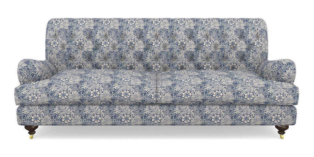 Product photograph of Chiddingfold 4 Seater Sofa In William Morris Collection - Marigold - Indigo Linen from Sofas and Stuff Limited