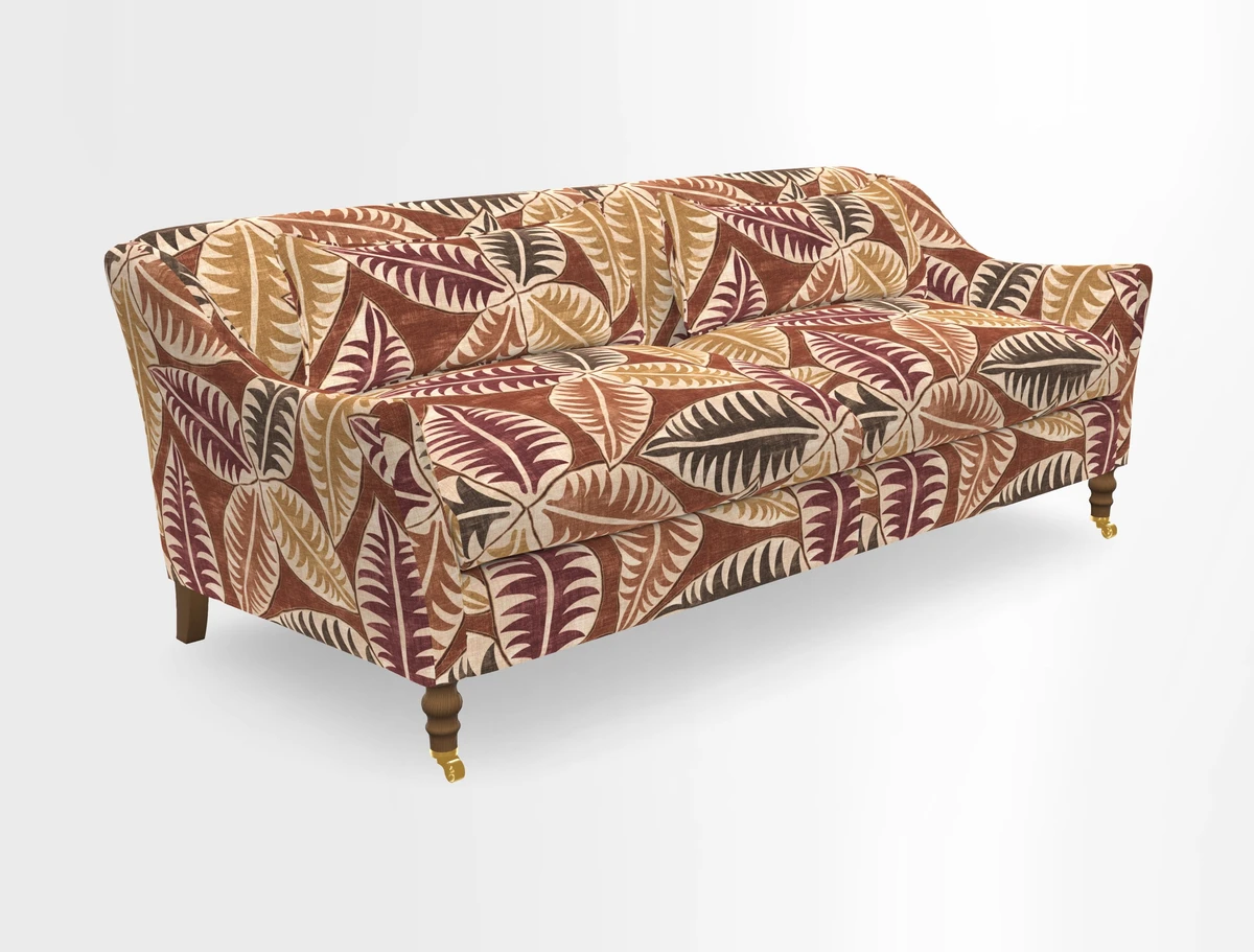 Cromer 3 Seater Sofa in RHS Botanicals Henry Moon Lions Tail Terracotta