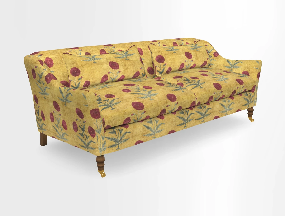 Cromer 3 Seater Sofa in RHS Botanicals Henry Moon Lions Tail Terracotta