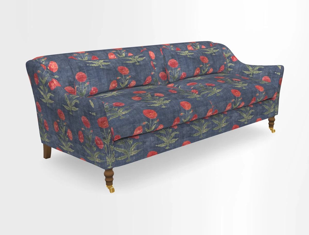 Cromer 3 Seater Sofa in RHS Botanicals Henry Moon Lions Tail Terracotta