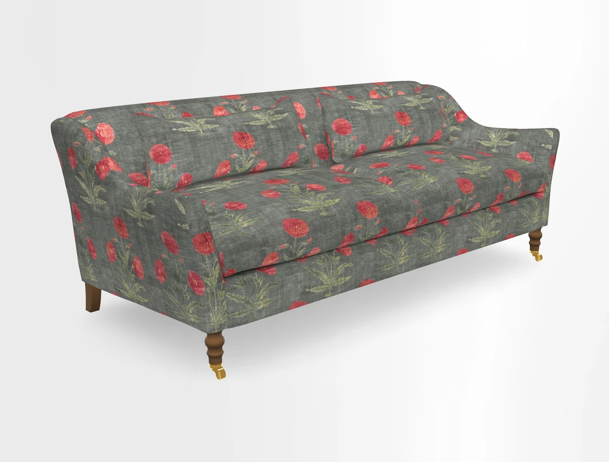 Cromer 3 Seater Sofa in RHS Botanicals Henry Moon Lions Tail Terracotta