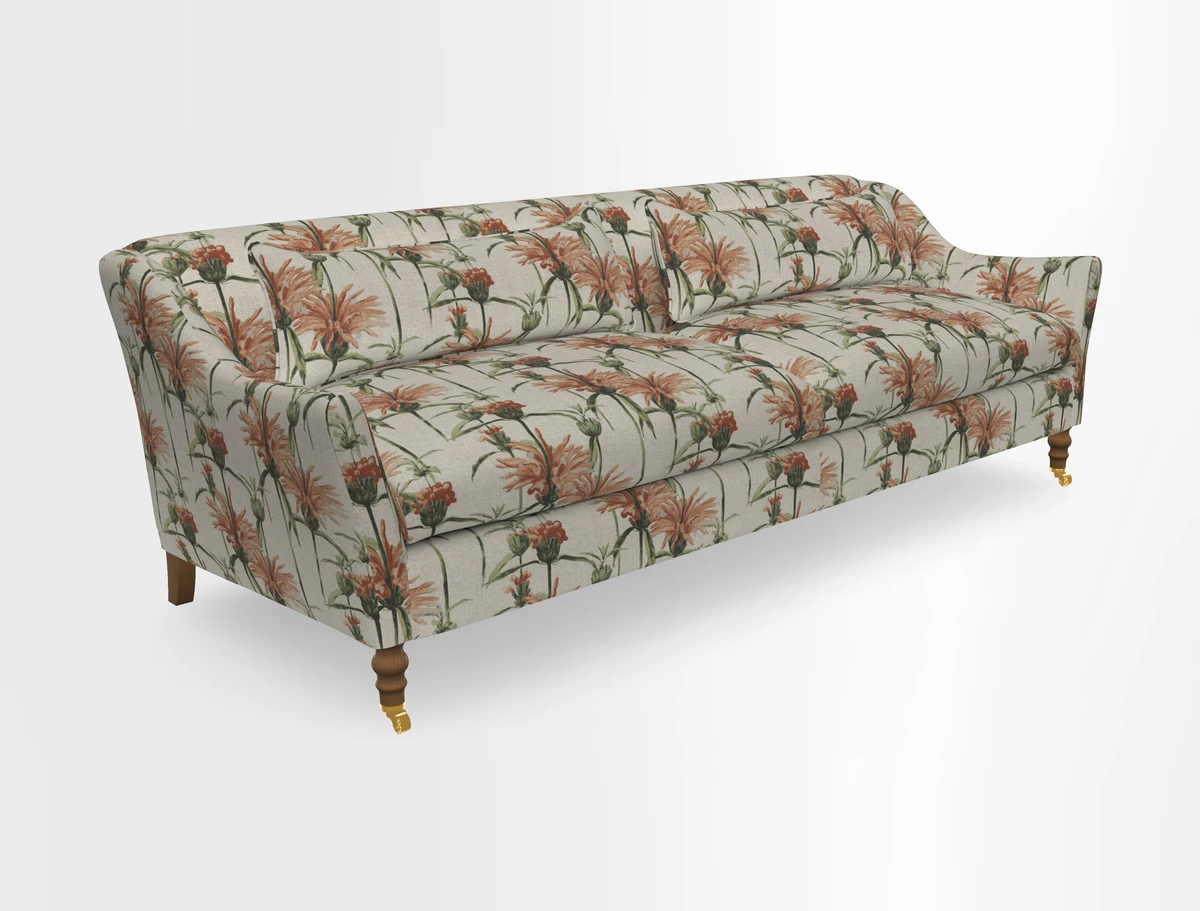 Cromer 3 Seater Sofa in RHS Botanicals Henry Moon Lions Tail Terracotta