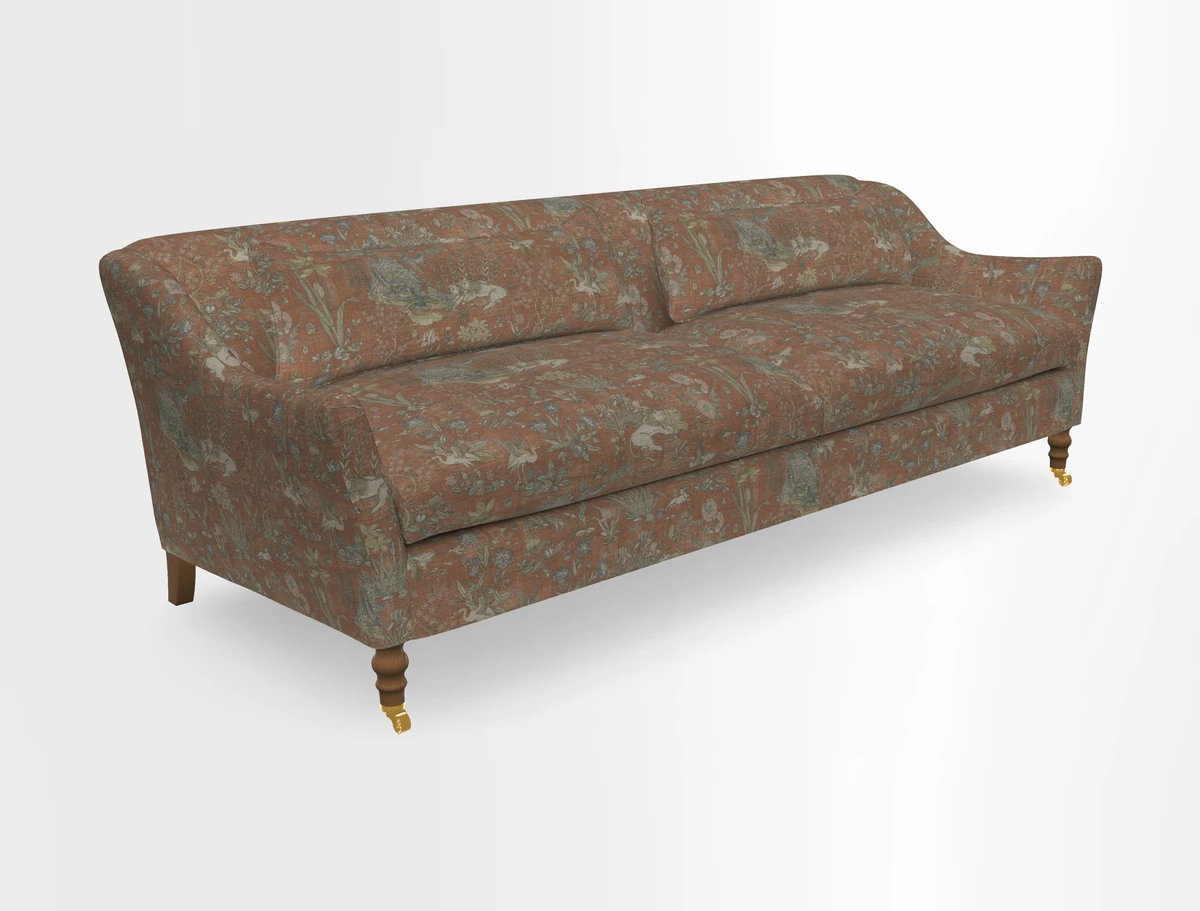 Cromer 3 Seater Sofa in RHS Botanicals Henry Moon Lions Tail Terracotta