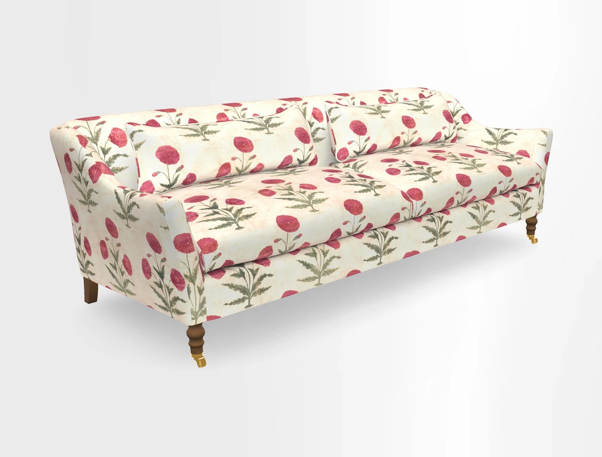 Cromer 3 Seater Sofa in RHS Botanicals Henry Moon Lions Tail Terracotta