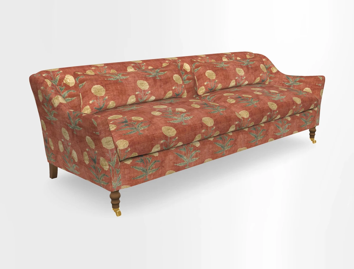 Cromer 3 Seater Sofa in RHS Botanicals Henry Moon Lions Tail Terracotta