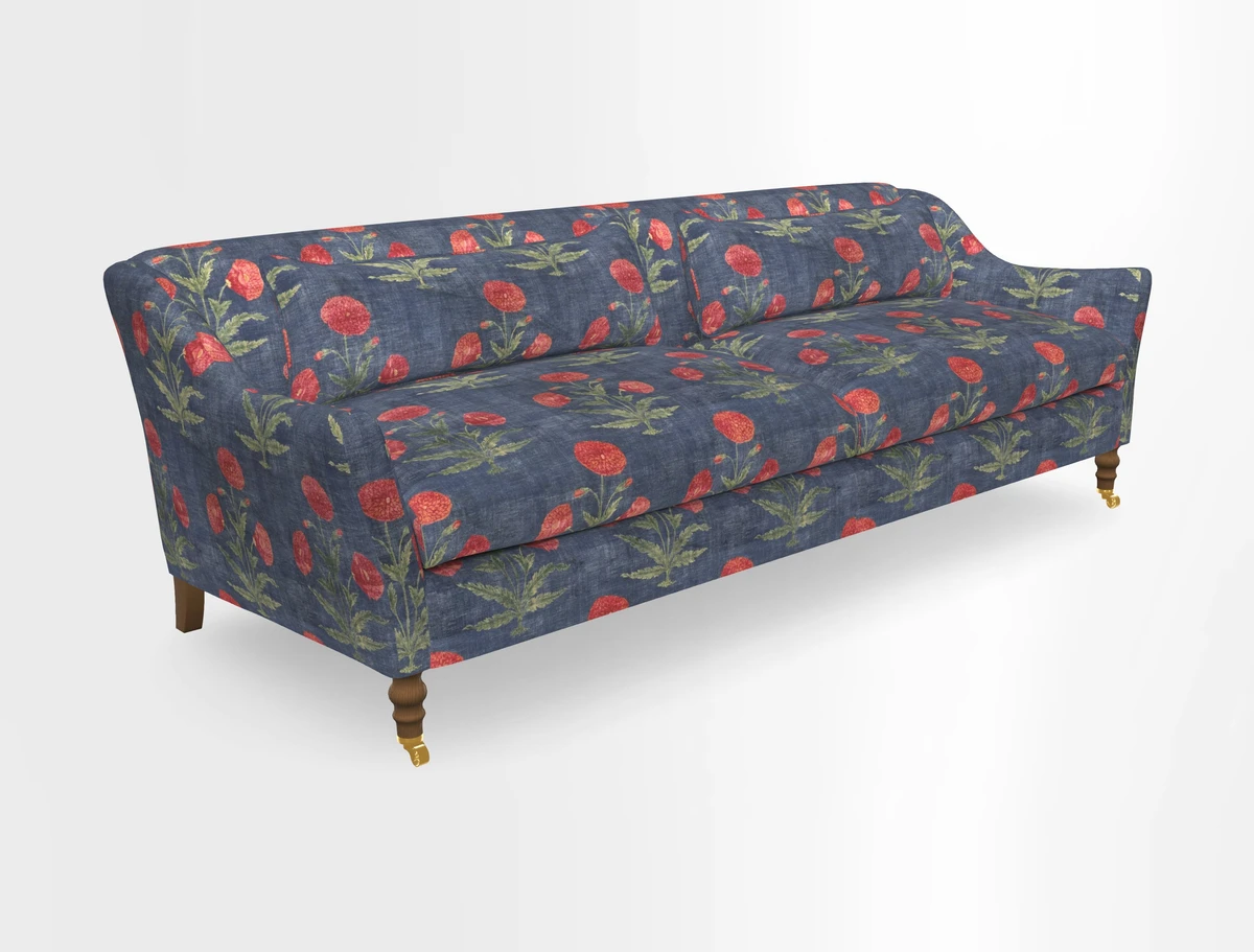 Cromer 3 Seater Sofa in RHS Botanicals Henry Moon Lions Tail Terracotta