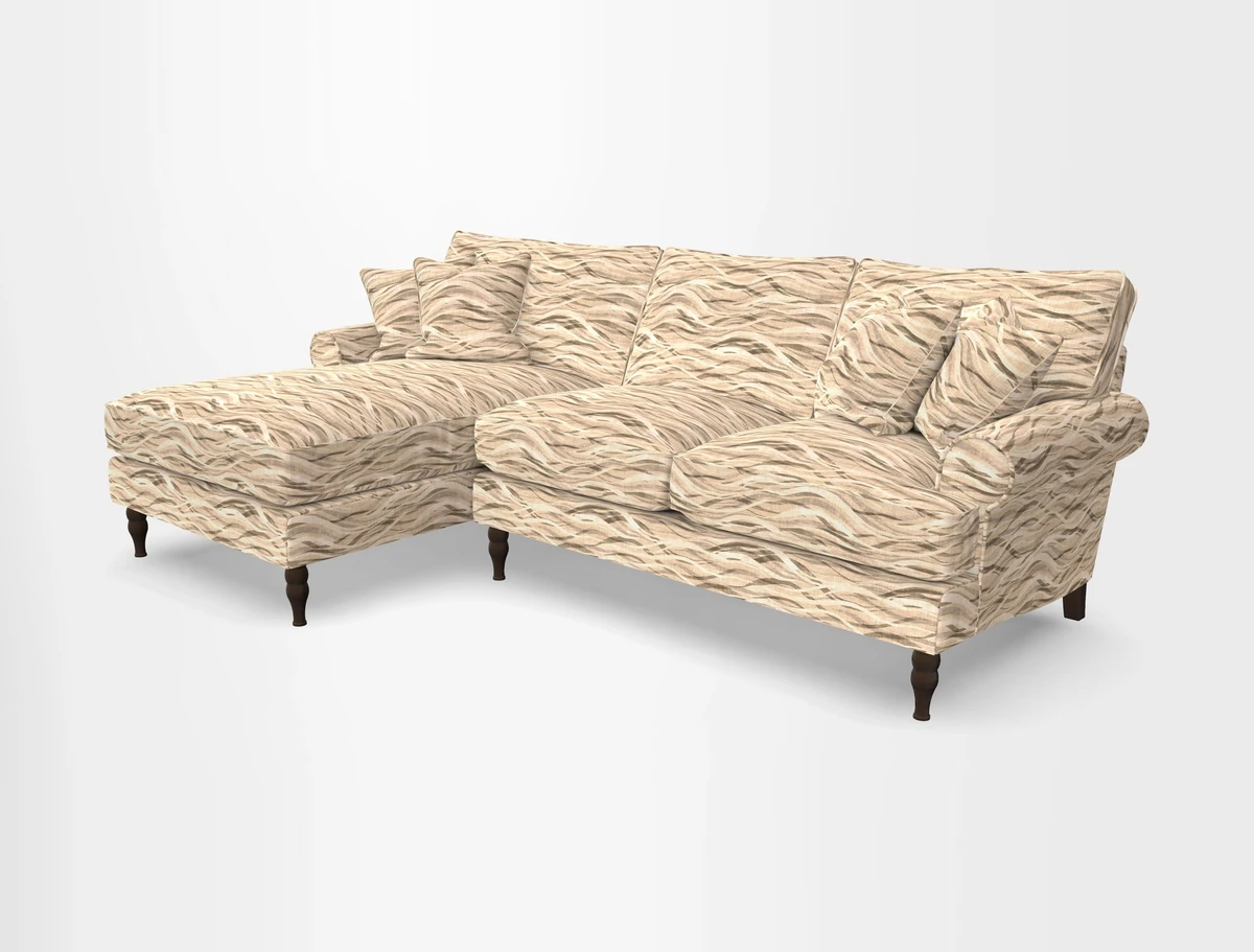 Cooksbridge chaise sofa LHF in Two Tone Plain Biscuit