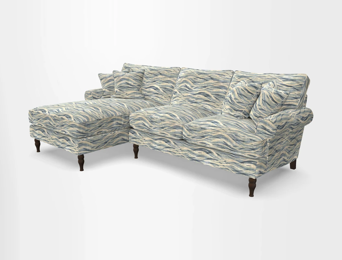Cooksbridge chaise sofa LHF in Two Tone Plain Biscuit