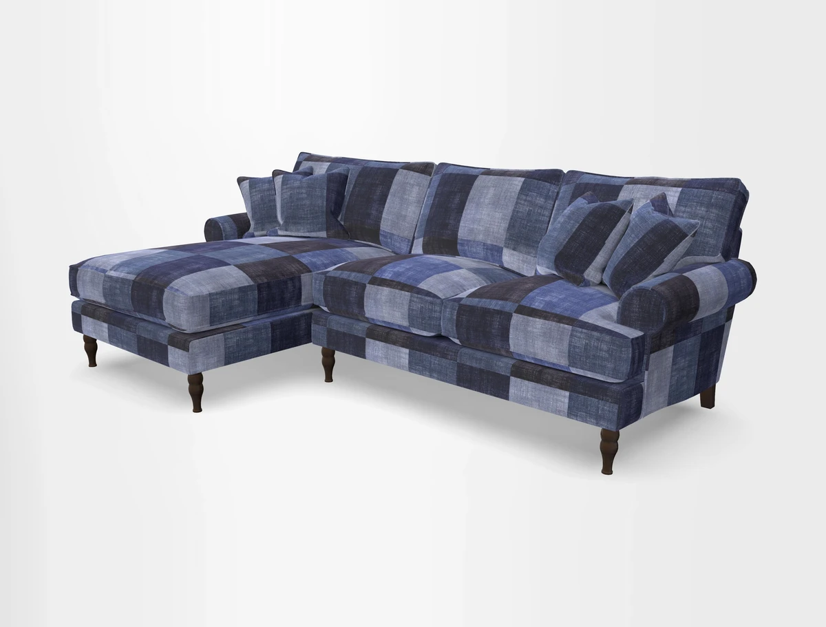 Cooksbridge chaise sofa LHF in Two Tone Plain Biscuit