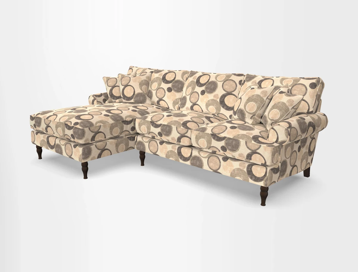 Cooksbridge chaise sofa LHF in Two Tone Plain Biscuit
