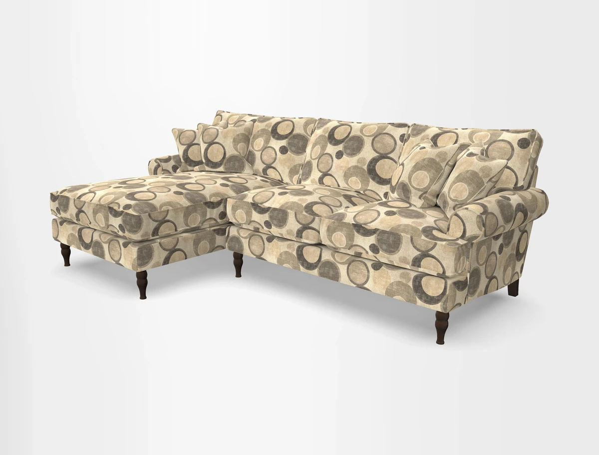 Cooksbridge chaise sofa LHF in Two Tone Plain Biscuit