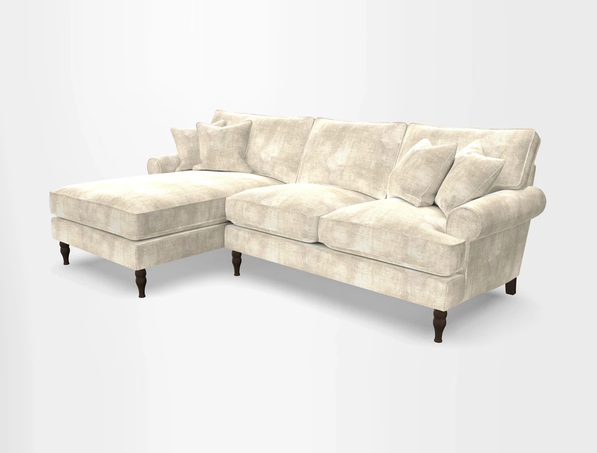 Cooksbridge chaise sofa LHF in Two Tone Plain Biscuit