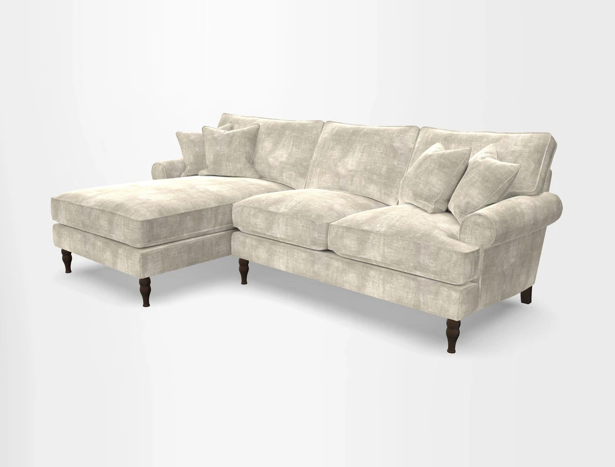 Cooksbridge chaise sofa LHF in Two Tone Plain Biscuit