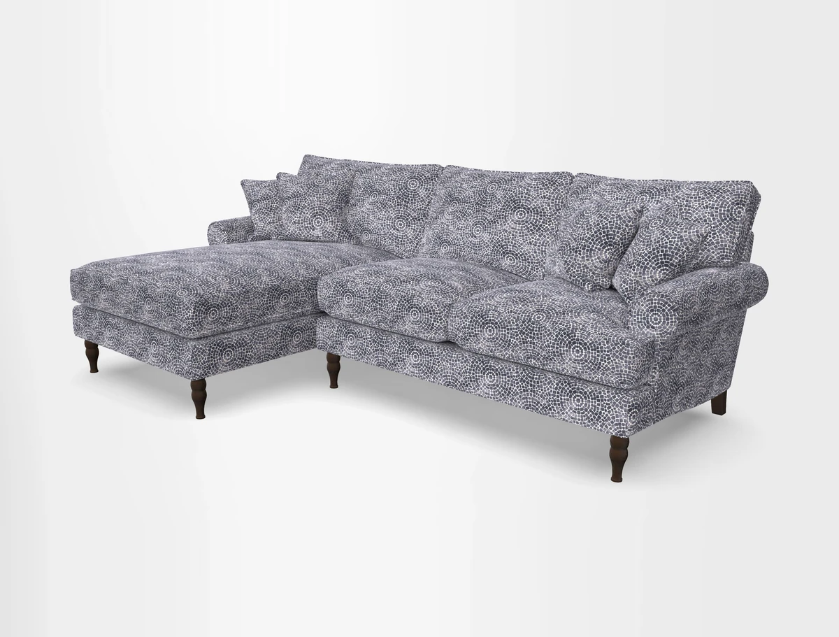 Cooksbridge chaise sofa LHF in Two Tone Plain Biscuit