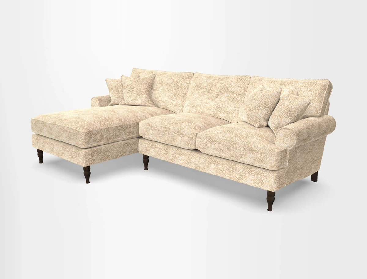 Cooksbridge chaise sofa LHF in Two Tone Plain Biscuit