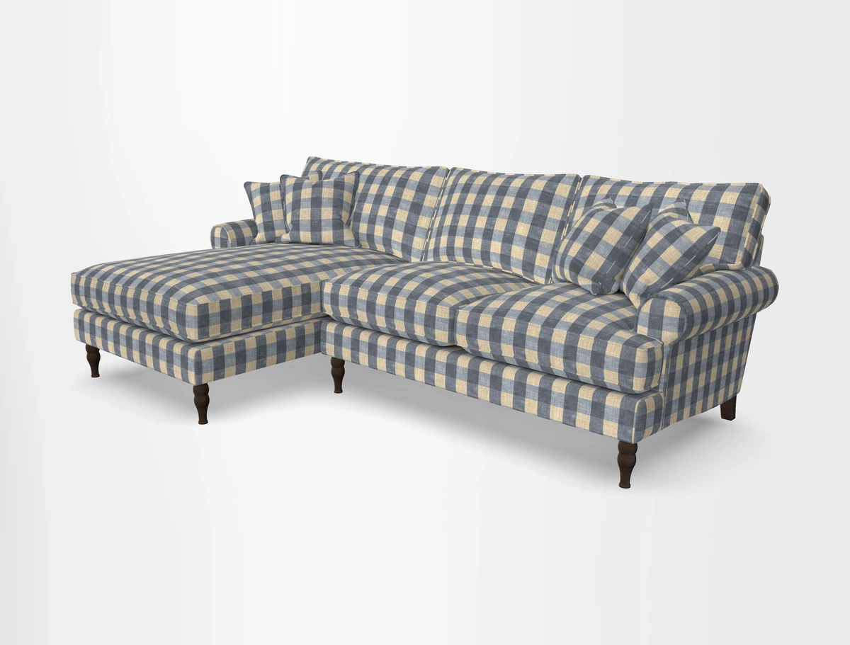 Cooksbridge chaise sofa LHF in Two Tone Plain Biscuit