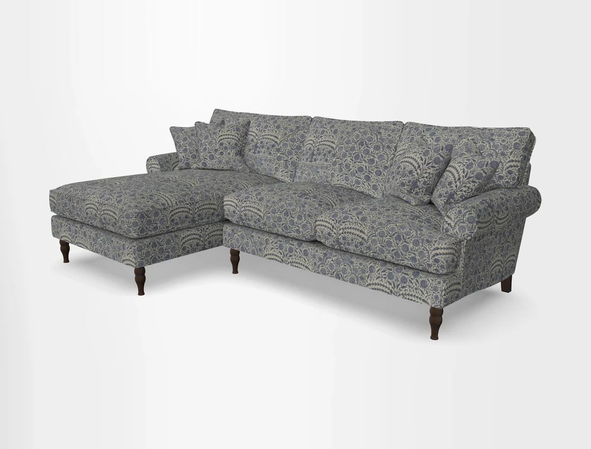 Cooksbridge chaise sofa LHF in Two Tone Plain Biscuit
