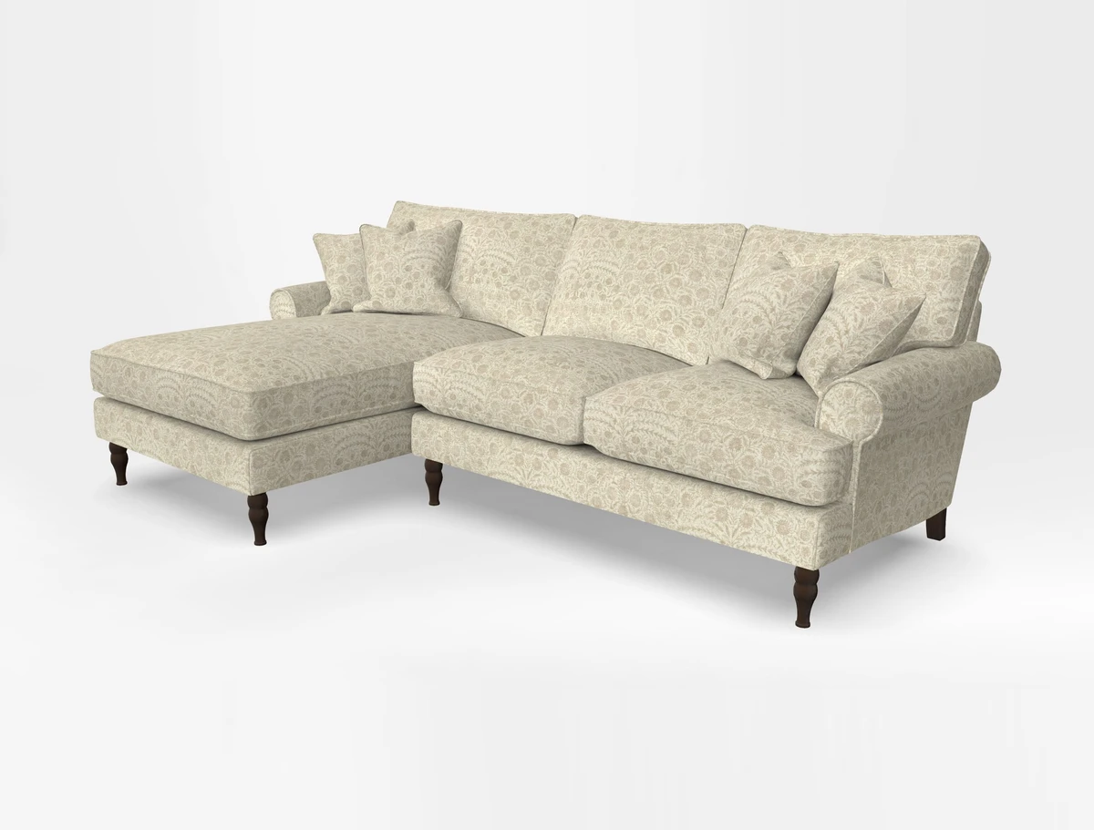 Cooksbridge chaise sofa LHF in Two Tone Plain Biscuit