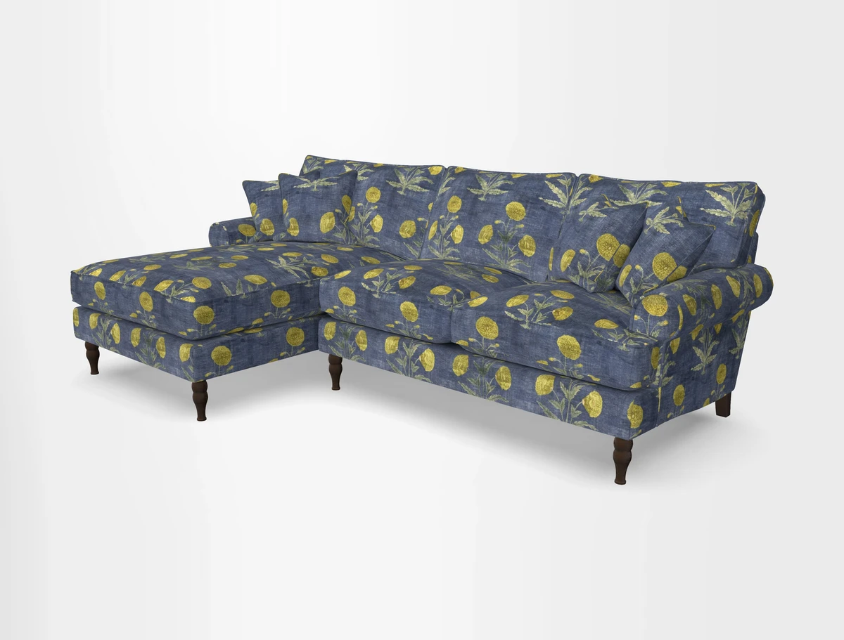 Cooksbridge chaise sofa LHF in Two Tone Plain Biscuit