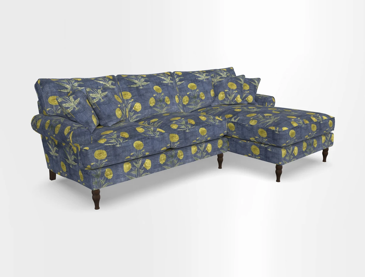 Cooksbridge chaise sofa RHF in Two Tone Plain Biscuit