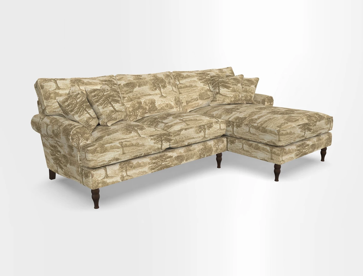 Cooksbridge chaise sofa RHF in Two Tone Plain Biscuit