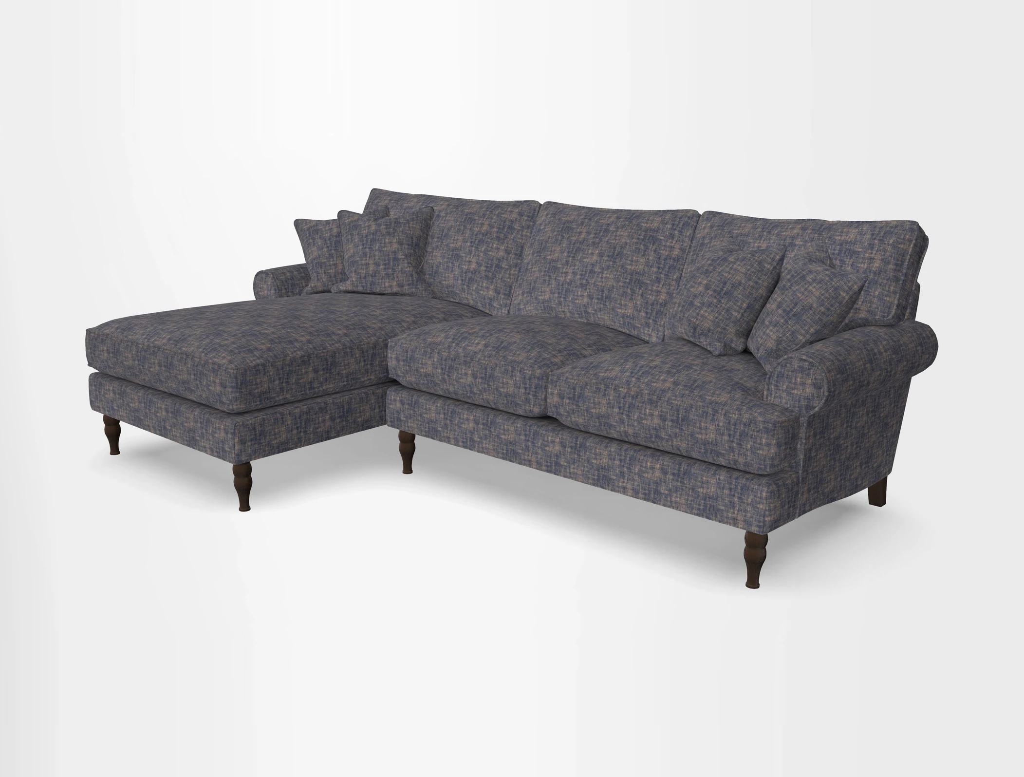 Cooksbridge chaise sofa LHF in Two Tone Plain Biscuit
