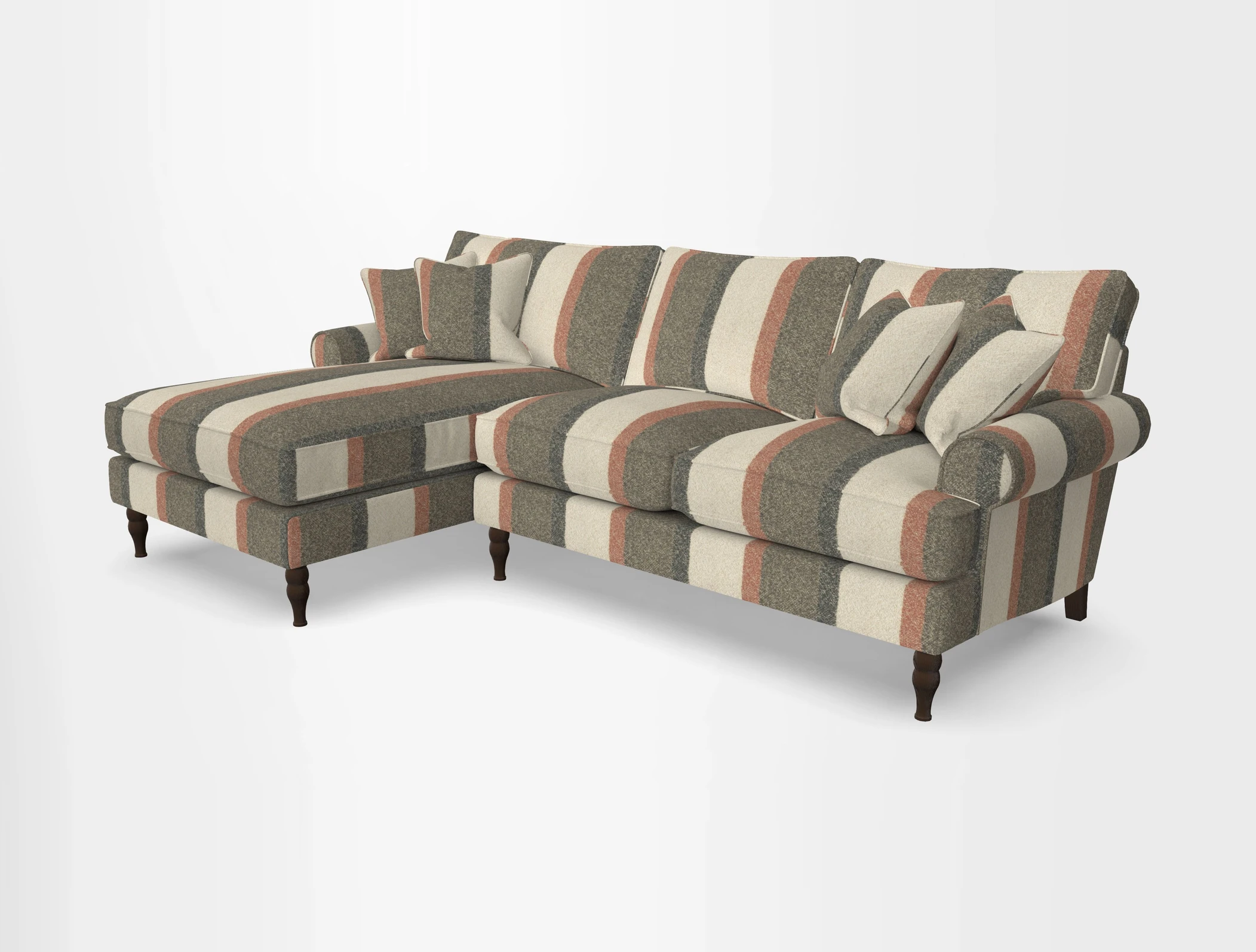 Cooksbridge chaise sofa LHF in Two Tone Plain Biscuit
