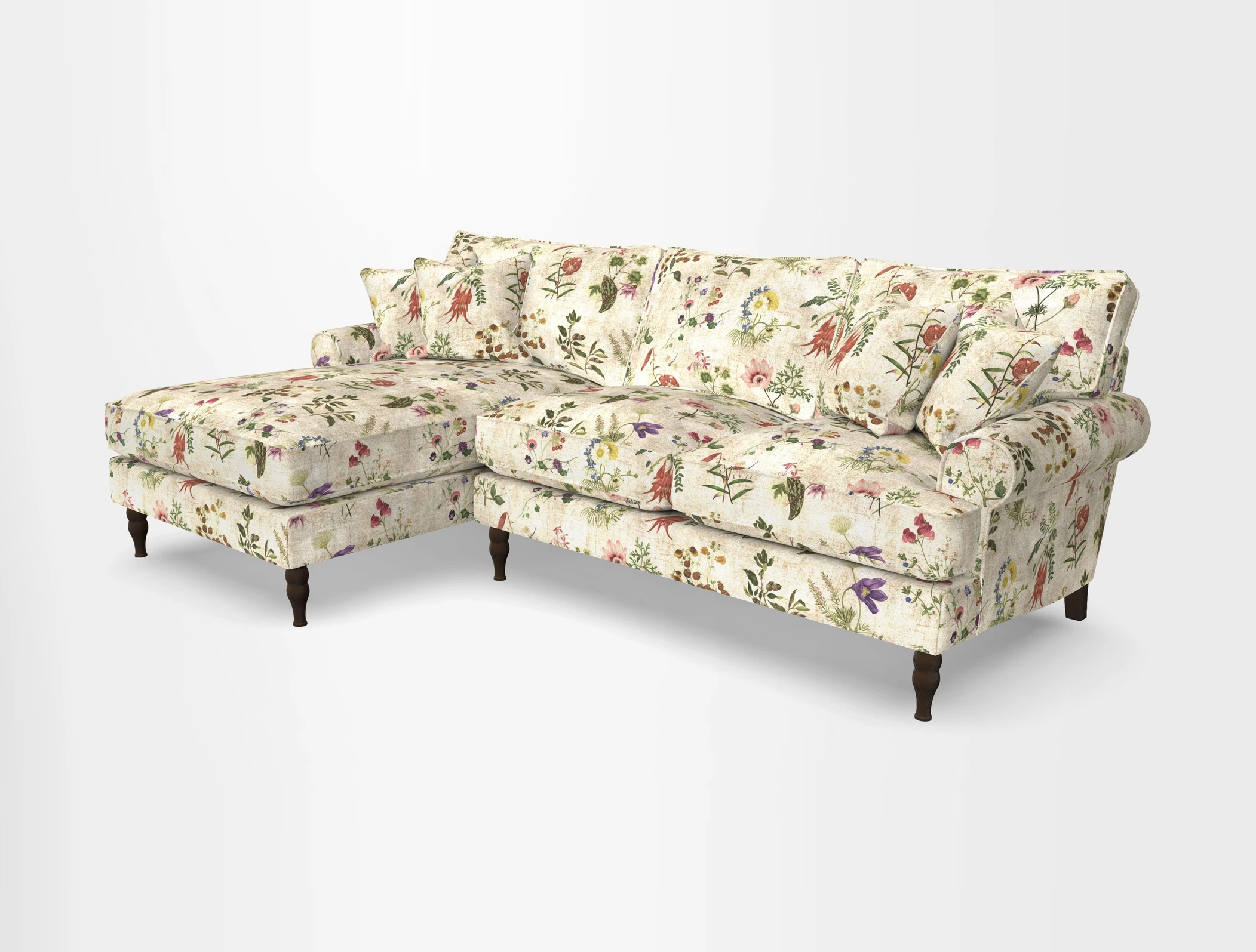 Cooksbridge chaise sofa LHF in Two Tone Plain Biscuit