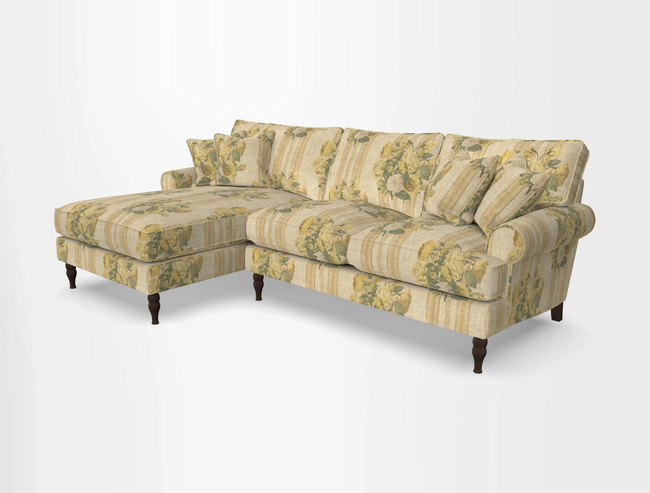 Cooksbridge chaise sofa LHF in Two Tone Plain Biscuit