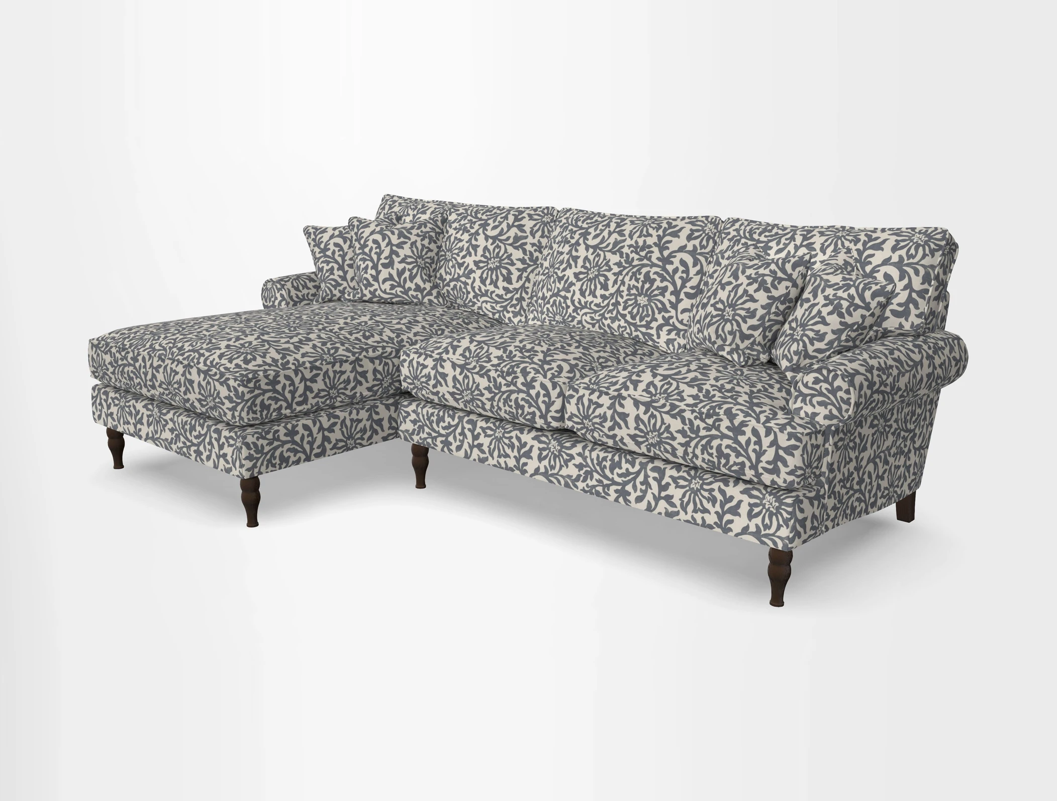 Cooksbridge chaise sofa LHF in Two Tone Plain Biscuit
