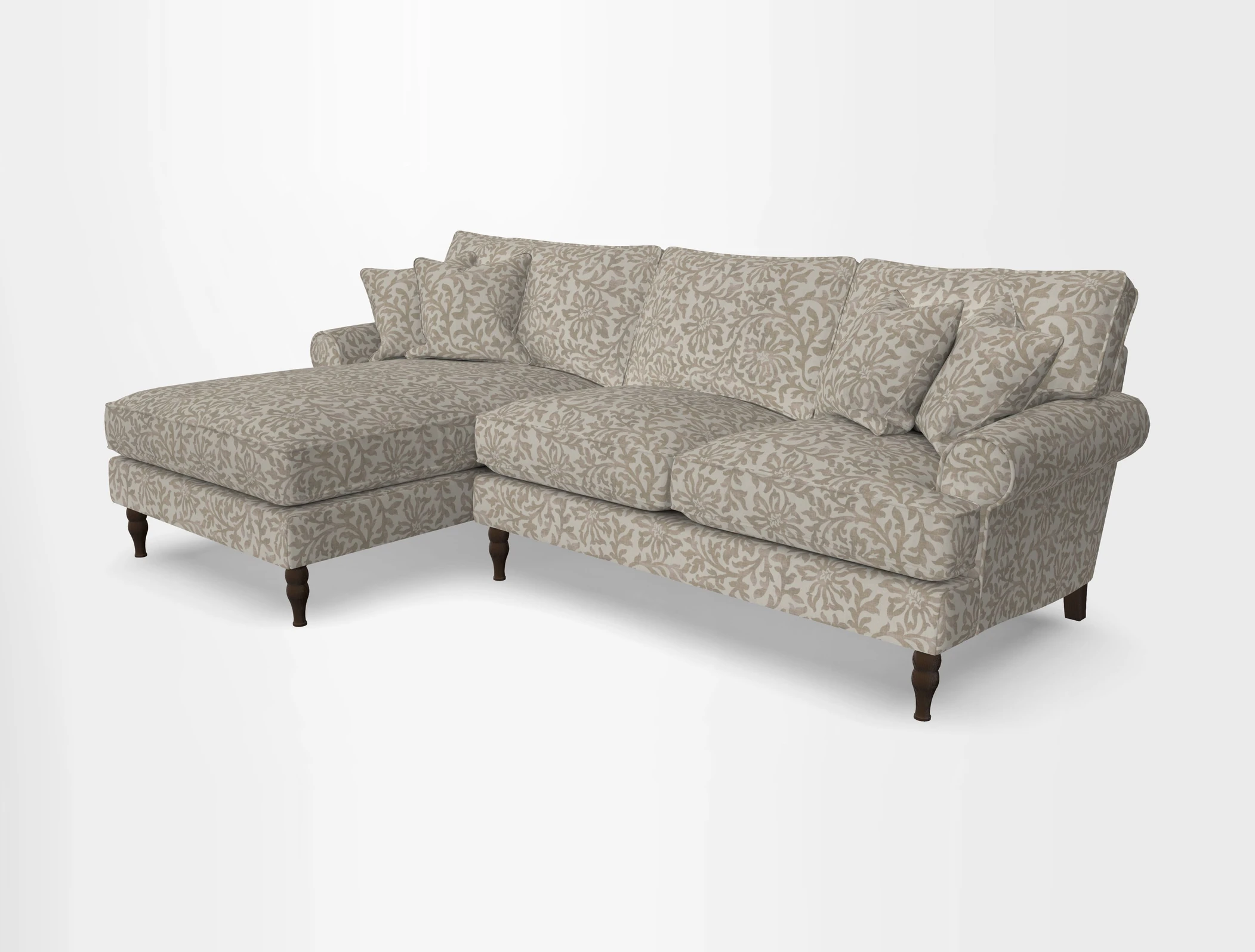 Cooksbridge chaise sofa LHF in Two Tone Plain Biscuit