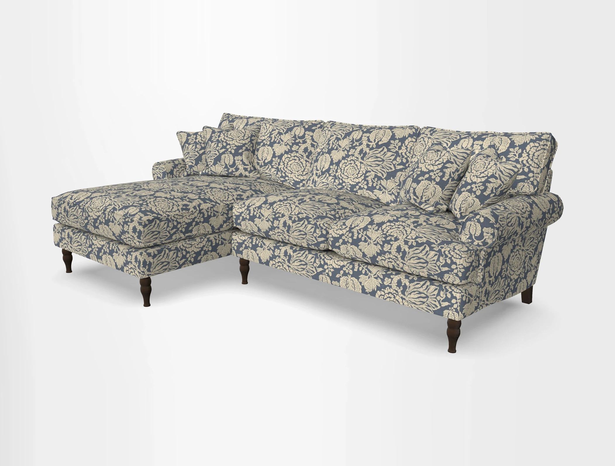 Cooksbridge chaise sofa LHF in Two Tone Plain Biscuit