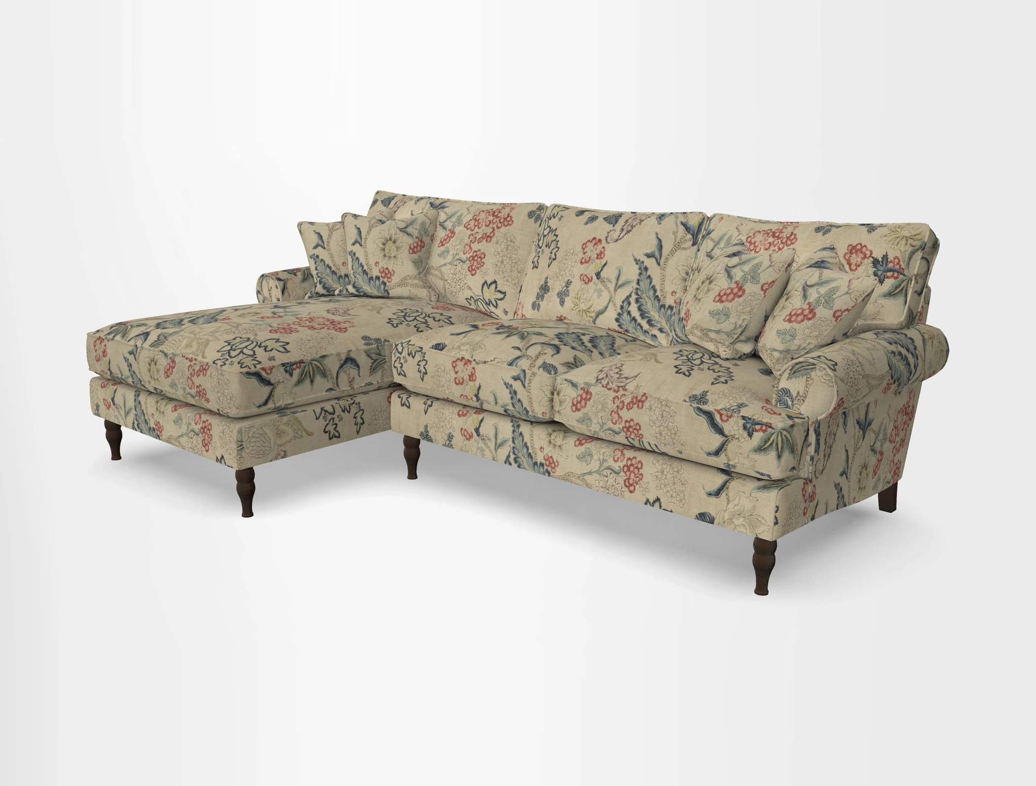Cooksbridge chaise sofa LHF in Two Tone Plain Biscuit