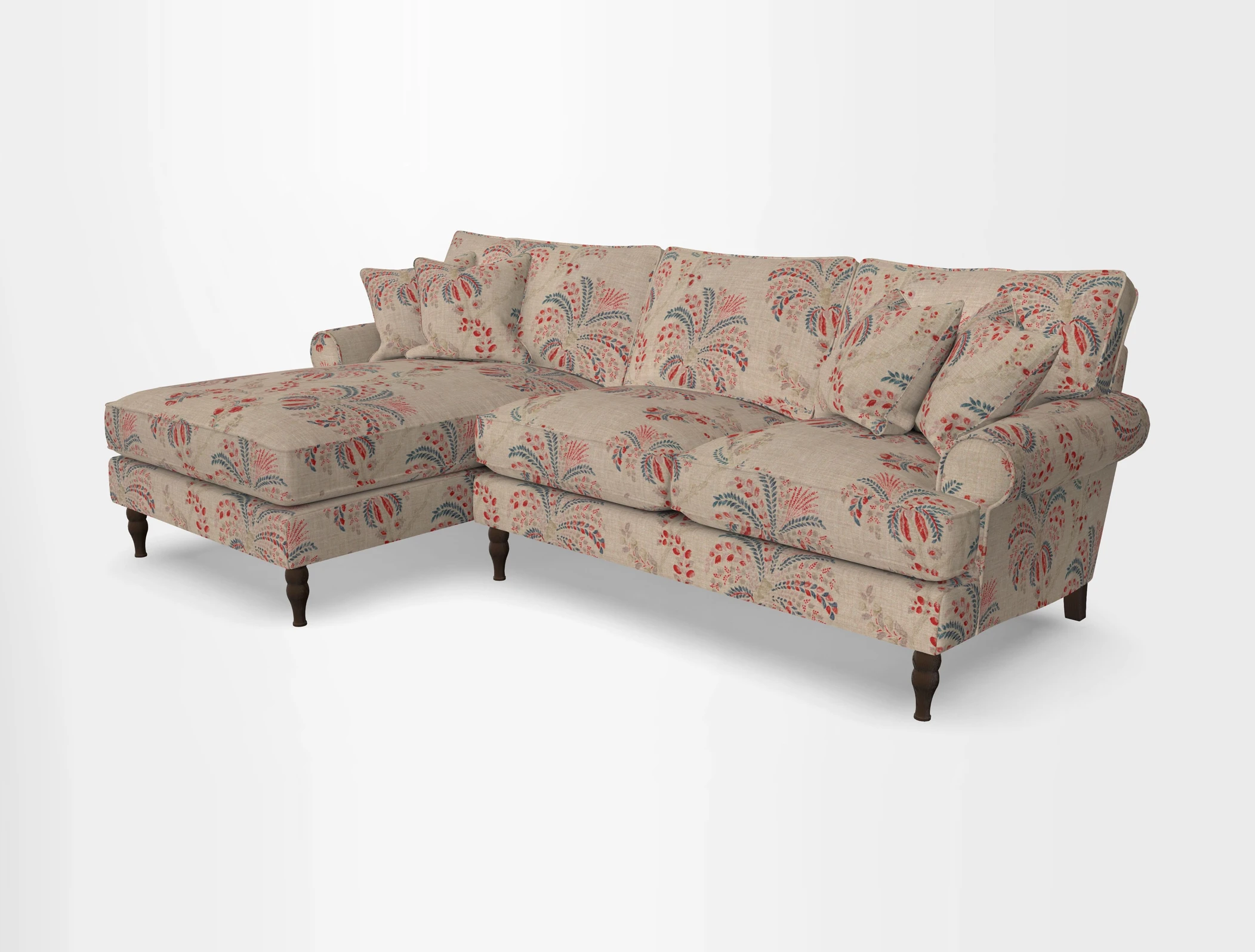 Cooksbridge chaise sofa LHF in Two Tone Plain Biscuit
