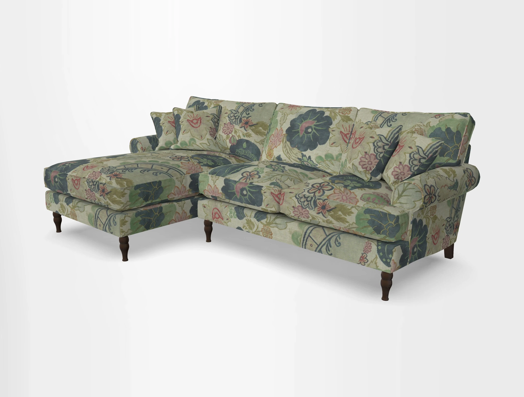 Cooksbridge chaise sofa LHF in Two Tone Plain Biscuit