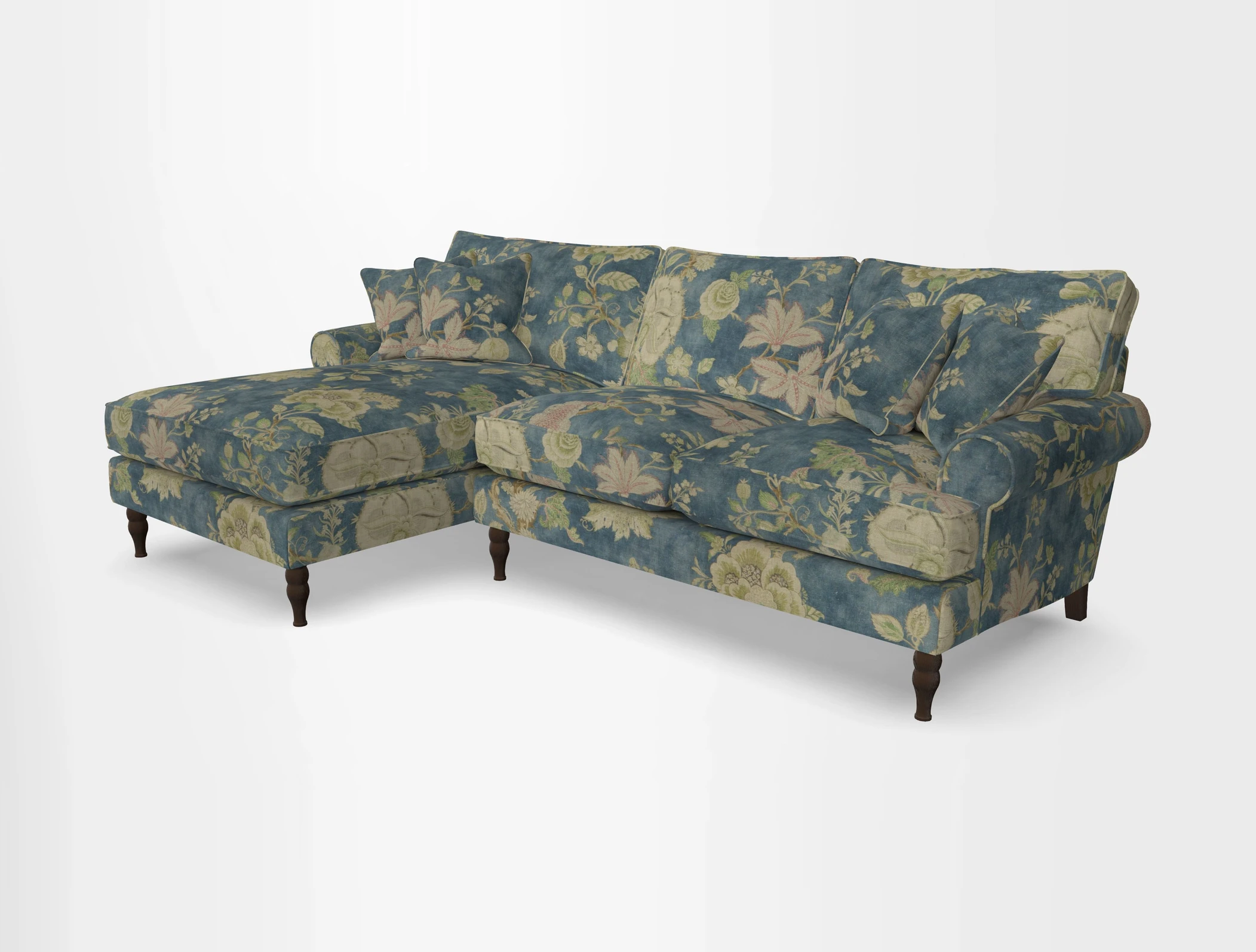 Cooksbridge chaise sofa LHF in Two Tone Plain Biscuit