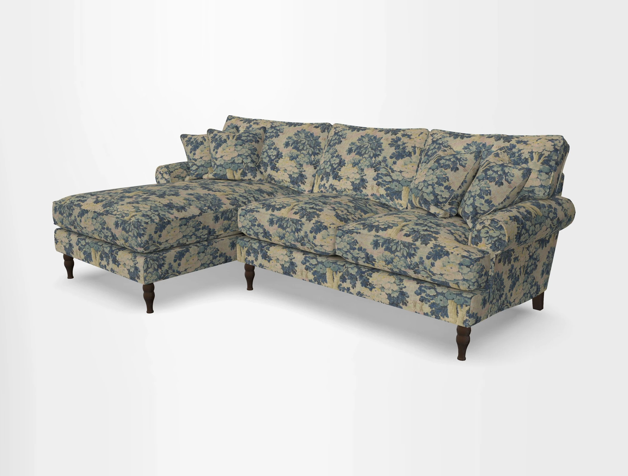 Cooksbridge chaise sofa LHF in Two Tone Plain Biscuit