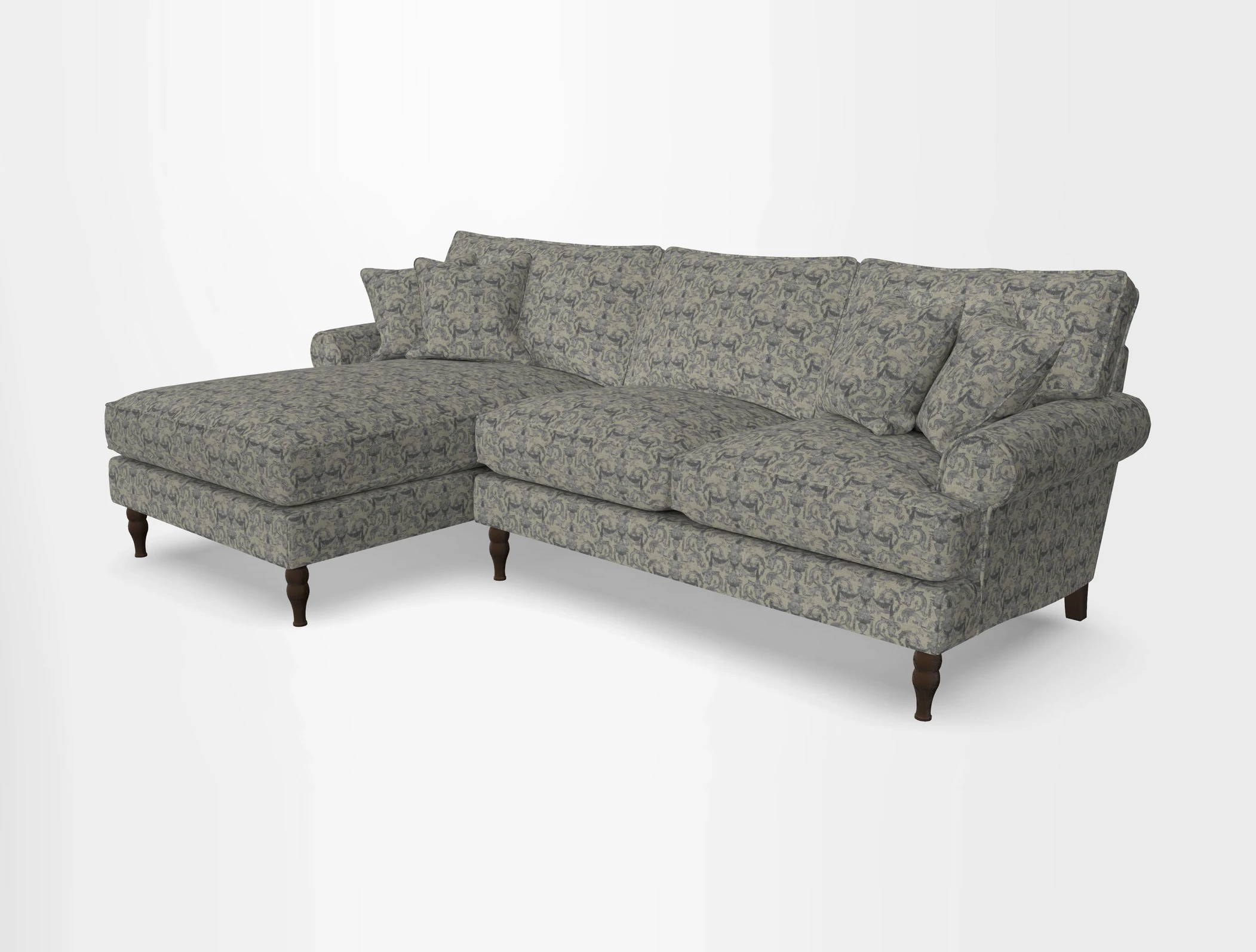 Cooksbridge chaise sofa LHF in Two Tone Plain Biscuit