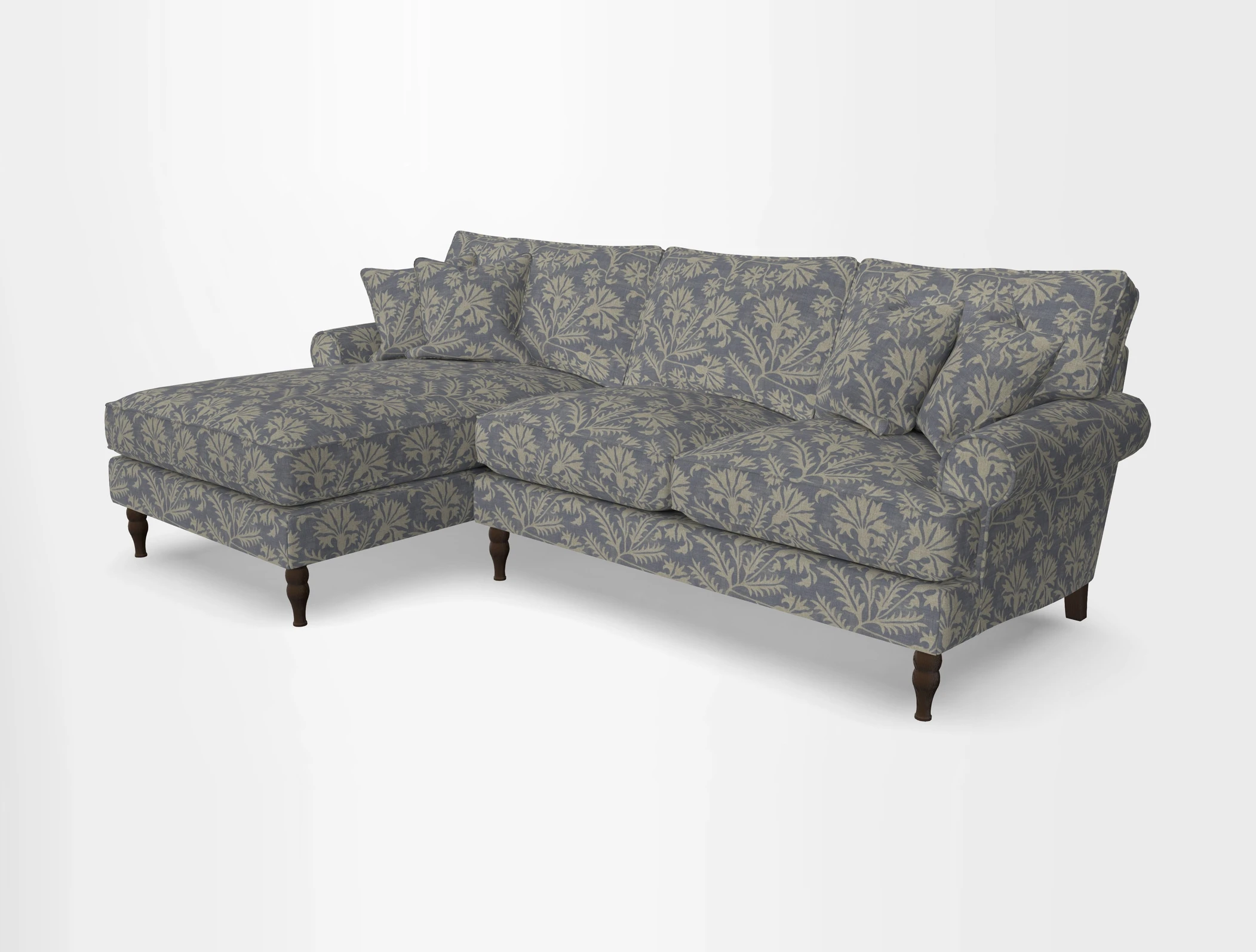 Cooksbridge chaise sofa LHF in Two Tone Plain Biscuit