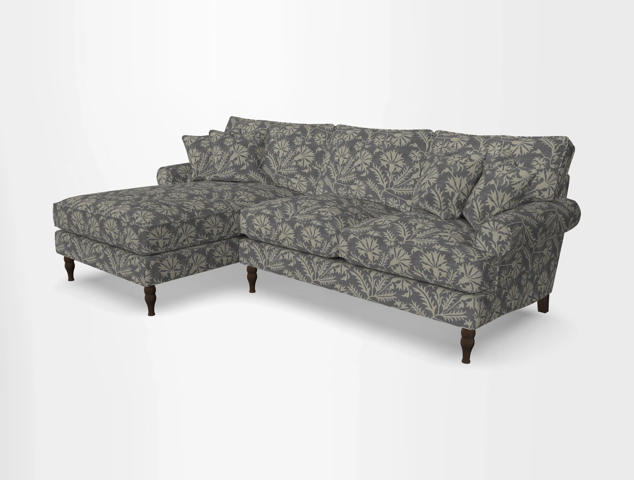 Cooksbridge chaise sofa LHF in Two Tone Plain Biscuit