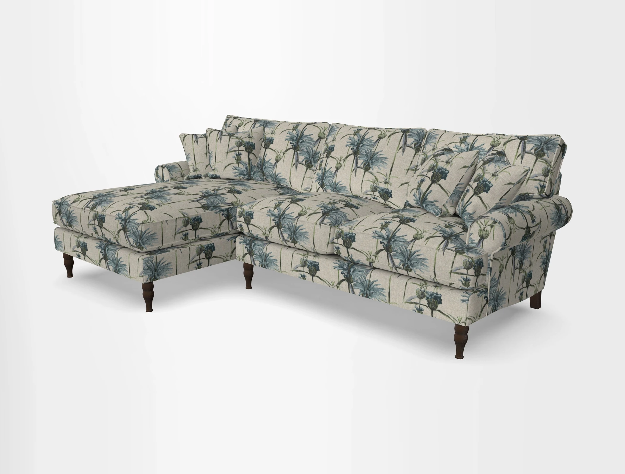 Cooksbridge chaise sofa LHF in Two Tone Plain Biscuit