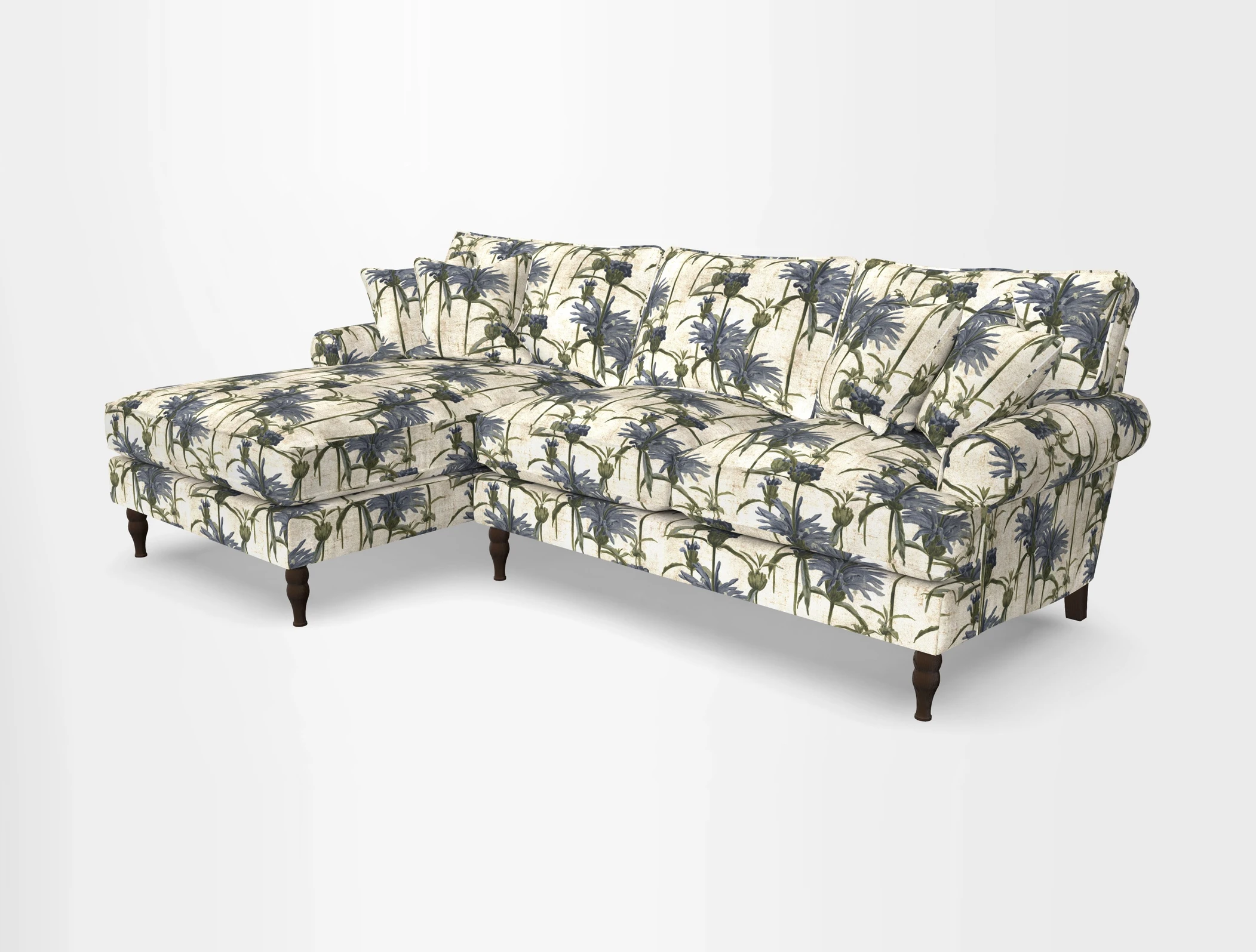 Cooksbridge chaise sofa LHF in Two Tone Plain Biscuit
