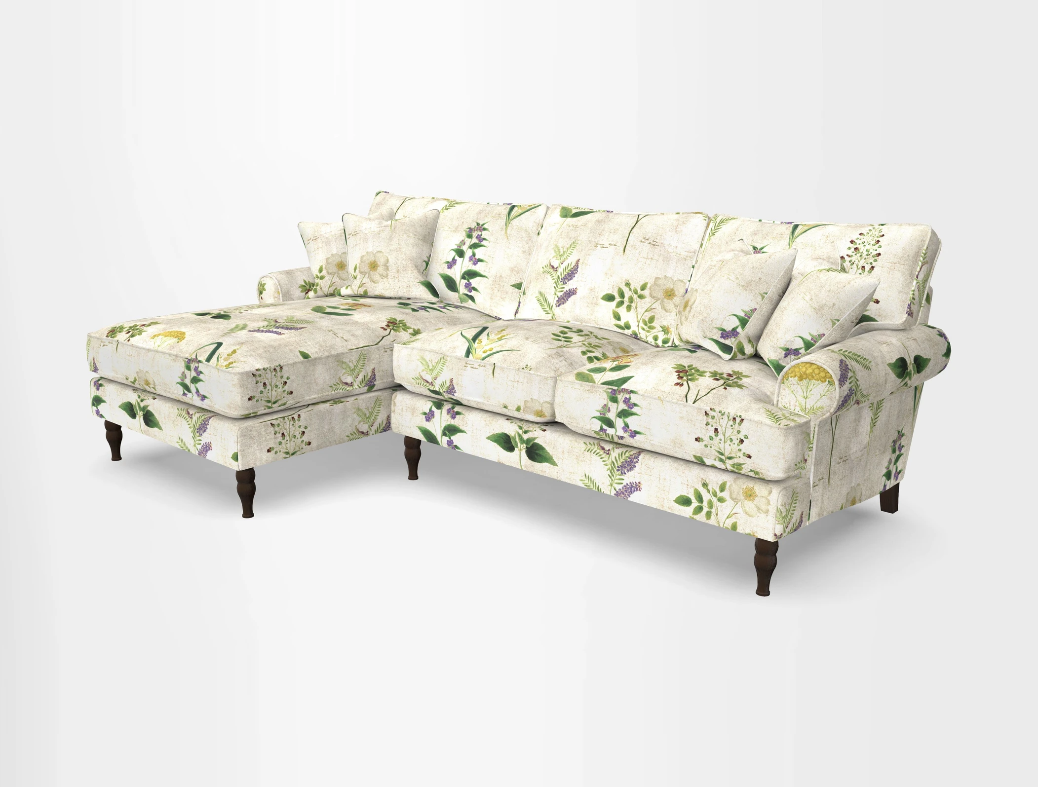Cooksbridge chaise sofa LHF in Two Tone Plain Biscuit